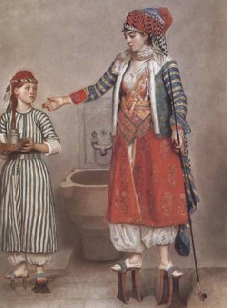 Jean-Etienne Liotard Dame franque vetue a la turque et sa servante (mk32) Spain oil painting art